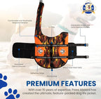 Dog Life Jacket — Premium Swim Vest with SafeChin Anti-Choke Collar | PAWS Aboard Racing Flames | RapidLift Rescue Handle, D-Ring, Reflective Trim | Boating, Kayaking, Pool | X-Large (80–110 lbs)