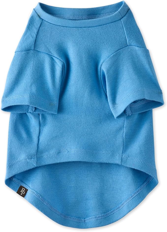 Pet Passion Toby II - The Perfect Tee, 8 Pack Short Sleeve Pet T-Shirt 100% Organic Cotton Tees Clothes for Small, Medium, Large Dogs, Rainbow Blue, XX-Small
