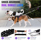 Double Retractable Dog Leash for Two Dogs Up to 115 lbs - 18.6 ft Coupler Leashes for Small Medium Dogs - One Locked System, Non Slip Grip, Tangle Free (Grey)