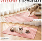 Pink 40"x 28" Cat Litter Mat Extra Large Waterproof Litter Box Mat Kitten Pet Trapping Rug Pad Easy to Clean Trapping Pad to Keep The Floor Clean for Multiple Pets Indoor Floor