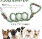 Mile High Life Dog Leash Braided Cotton Rope w/Leather-Wrapped Ends/Handle | Rust-proof 360° swivel clasp, Heavy-duty for medium/large breeds. Great for weddings, daily walks (5 FT, 1/2", Green)