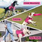 WINGOIN Pink Tactical Dog Harness for Large Dogs, Heavy Duty No Pull Dog Harness with Handle, Adjustable Reflective Military K9 Big Pet Vest for Husky, Doberman, Walking, Training, Hunting (XL) | Heavy Duty with Handle,Adjustable Reflective,Military K9...