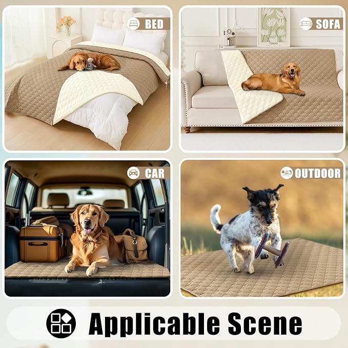 Smiry Waterproof Dog Bed Cover Blanket, Reversible Pet Blanket | Soft Reversible, Washable Leakproof Cats Dogs Couch Cover for Sofa, Couch, Furniture (68x82 Inch)