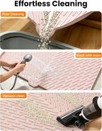 Cat Litter Mat, 47"x37" Extra Large Litter Box Mat, Silicone Mat, Pink | Waterproof Litter Trapping Mat for Scatter Control, Soft on Cat Paws Non-Slip Easy to Clean