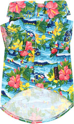 Parisian Pet Floral Dog Shirt - Cotton Clothes for Small Dogs - Stylish Dog Beach Outfit - Lightweight and Soft Puppy Clothes - Trendy Tshirts for Dogs - Comfortable Summer Vacation Pet Apparel