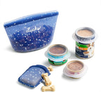 Stasher Dog Reusable Silicone Food Storage Essentials, 5 Piece Starter Kit | 4-Cup Dog Travel Bag, Treat Bag, and Dog Food Can Lids, Food Safe, Airtight Seal, Leak-Free, Freezer, Dishwasher, Pet Travel