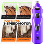 Whisper Quiet Dog Nail Grinder Safe & Stress-Free for Sensitive Dogs Cats | 4 LED Lights,3 Grinding Bits, 3-Speed, Pet Nail Trimmers, Rechargeable Painless Grooming Kit for All Breeds & Sizes