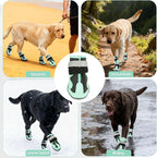 2 Pack Dog Shoes Waterproof, Non-Slip Dog Boots & paw Protectors，Dog Boot for hot Pavement,Winter Snow, Soft Comfortable Safe、Easy to Wear, Dog Boots for Medium Large Dogs（Green 5#
