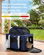 Pecute Cat Carrier, Top Expandable Dog Crate for Travel, Blue | 5mm Anti-Collapse Steel Frame, Soft Mesh, Vet Visits, Foldable Travel Crate,Outdoor Hammock, Leakproof Pee Pad & Bowl