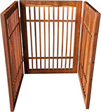 Urnporium Freestanding Wooden Dog Gate Foldable Indoor Pet Gate No Drill Expandable Barrier for Doorways Stairs Hallways Portable Wood Fence for Small Dogs & Puppies (Brown Pet Gate, 3 Panel 24" Tall)