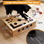 【Large&Thicken Oak 】Cat Nail File Scratcher Puzzle Box,High-Density Furniture Grade Oak,Porous Design,Stimulate Cat Exploratory &Slow Down Eat Speed;Built In Frosted Paper,Polish Their Nail While Play
