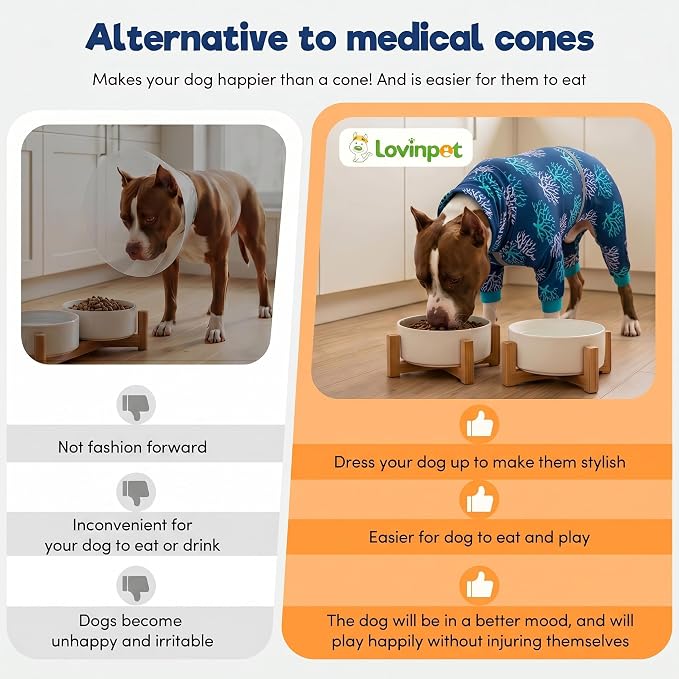 LovinPet Boxer Dogs Onesie Pajamas - UV Protection&Wound Care, Anxiety Relief, Lightweight Stretchy Fabric, Reflective Stripe, Coral Tree Print, Post Surgery Clothes, Pet PJ's /3XL