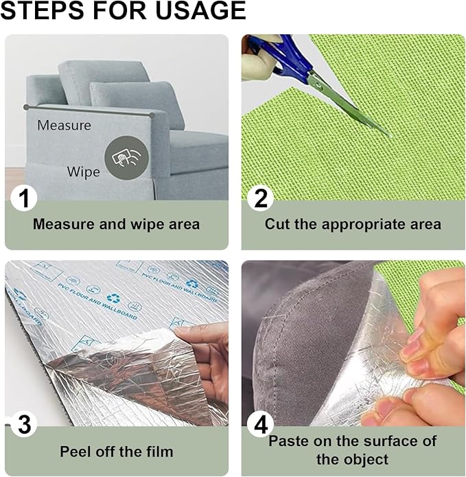 Cat Scratch Couch Furniture Protector from Cat Claws, Green, 78.7x15.8In | Self-Adhesive Cat Scratch Pad Deterrent for Furniture, DIY Climbing Cat Scratcher for Sofa Corners, Walls, Doors-with 20 Pins