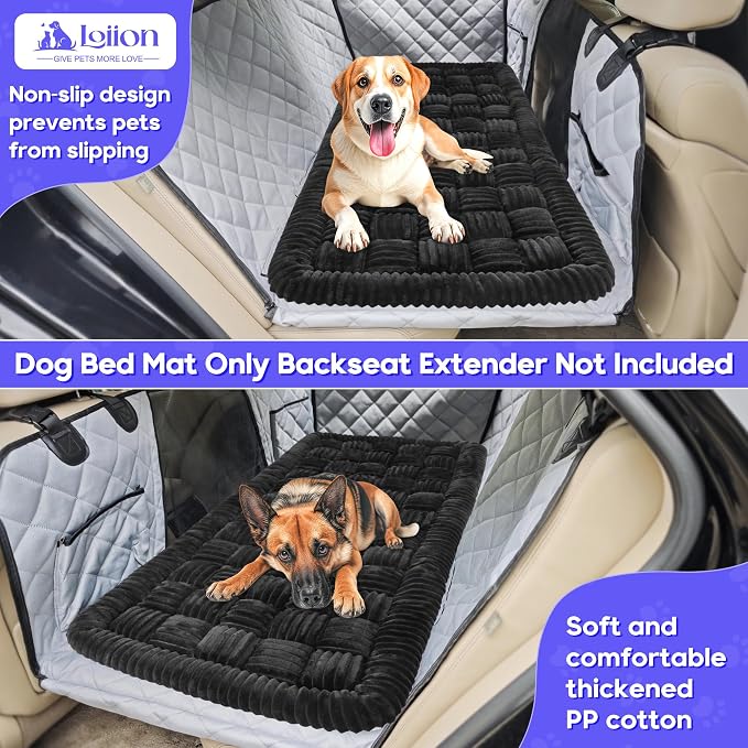 Dog Car Bed Mat Non-Slip Backseat Extender Dog Bed 50" x24.6" Black | Travel Bed for Dogs，Chew-Resistant, Easy Clean & Scratch-Proof, Comfort Design, Fits Trucks/Sedans/SUVs