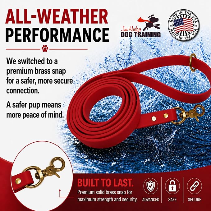 Gummy K9 Dog Leash, Biothane, Dog Training Leash, Made in The USA, 6 Feet, Various Sizes & Colors (1/2, Red)