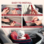 BurgeonNest Dog Car Seat for Small Dogs & Cats Under 25 lbs, Black red