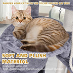 Three Layer Cat Tree with Cat Condo Scratch Pad and Two Hammocks,Grey | 3-Tier Cat Tree,Natural Sisal,Replaceable Hanging Balls,Sturdy Cat Furniture for Kitten&Adult Cat