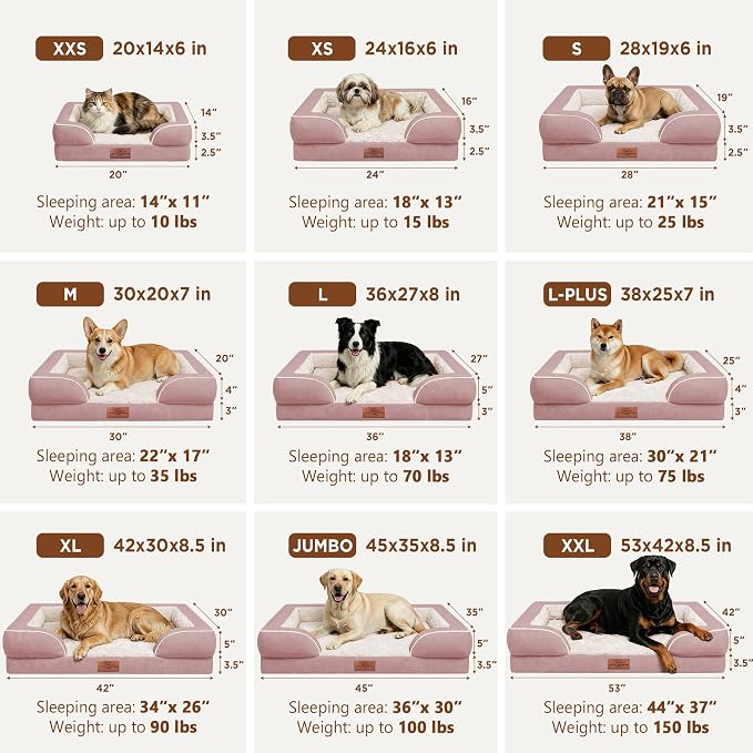 Comfort Expression Orthopedic Dog Bed for Extra Large Dogs with Bolster | Waterproof Dog Couch Bed with Washable Cover & Non-Slip Bottom, Supportive Egg Crate Foam XL Pet Bed, 45x35 Inch