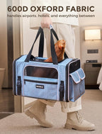 Soft Sided Pet Carrier, Travel Friendly, Small to Medium Cats 15 lbs | Seatbelt Buckles, Luggage Sleeve, Foldable Ventilated, Delta United American Airlines In-Cabin Under Seat Dog Crate Carry Bag