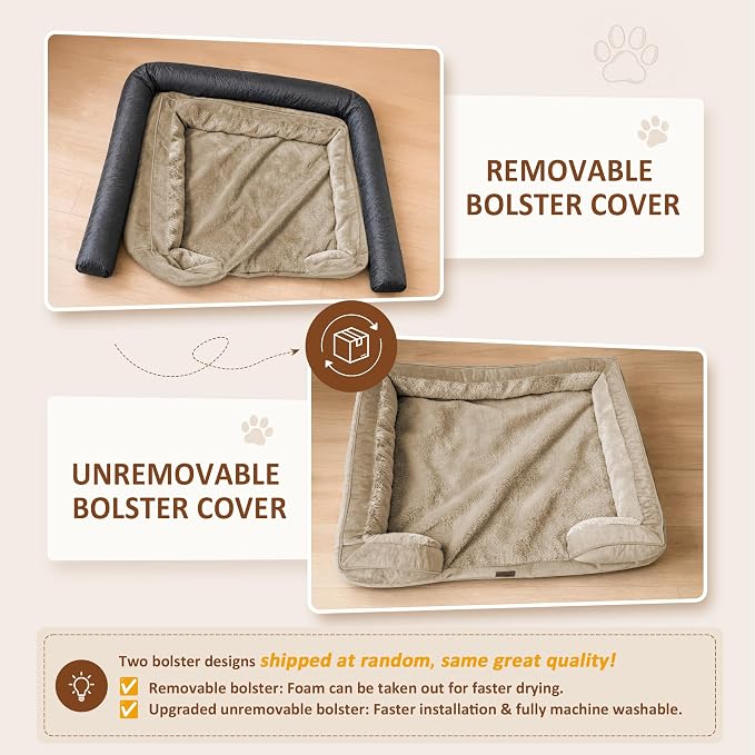 Comfort Expression Orthopedic Dog Beds for Large Sized Dog with Bolster | Waterproof Dog Couch Bed with Washable Cover & Non-Slip Bottom, Supportive Egg Crate Foam Large Pet Bed, 35x22 Inch