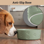 Ceramic Dog Bowl Set of 2 w/ Anti-Skid Base 6.5"W x 2.5"H, 3.8 Cup Capacity | Thick Ceramic, Dishwasher Safe, Anti-Skid Rubber Base, 3.8 Cups per Bowl, Ceramic Food & Water Bowls Set of 2 for Medium Dogs