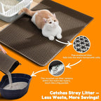 Cat Litter Mat 31"x24",Double Layer EVA Litterbox Mat Brown | Extra Large Honeycomb, Waterproof & non-slip, Odor-free, easy clean, washable durable floor protector,scatter control