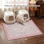 Glittme Cat Litter Mat, 40"x30" Non-Slip Washable Trapping Mat for Cats | Litter Trapping Mat With Thick PVC Coil To Catch Scatter, Soft On Paws And Waterproof Bottom To Protect Floors