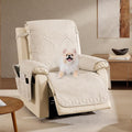 Boho Beige Quilted Recliner Covers, Water-Repellent Recliner Slipcovers, Lazy Boy Chair Covers, Pet Friendly Recliner Cover for Dogs Cats, Washable Furniture Protector (Recliner 22", Beige)