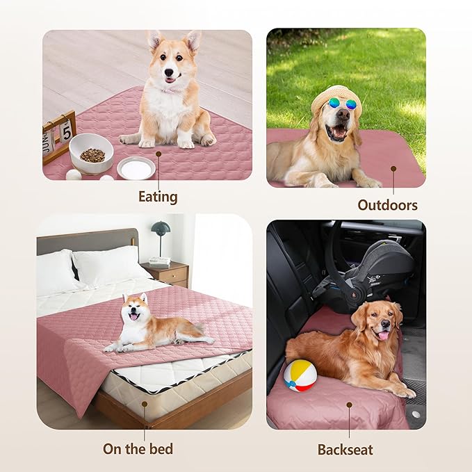 gogobunny 3X Stronger Waterproof Pet Blanket, Scratch Proof Furniture Protector for Dogs Cats, Reversible Cover 30x70 Inch, Dark Pink/Light Pink