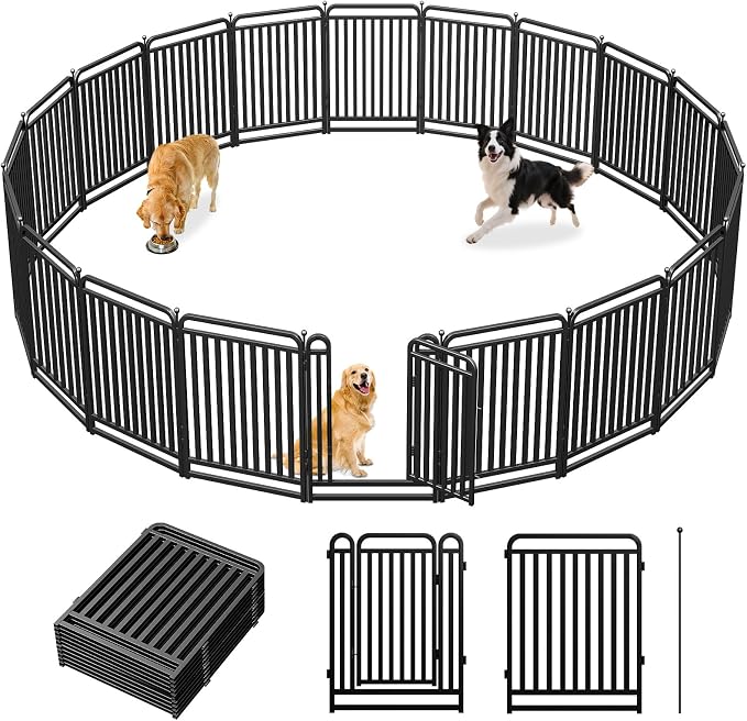 Thickened Metal Tube Dog Playpen Outdoor, Low Threshold Dog Pen, Heavy Duty 40" H 20 Panels for Pet Playpens Indoor, Portable Pet Fence for Yard RV Camping