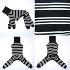 D Doggy Star Italian Greyhound Clothes Soft Stretchy Onesie Refined Stripe Outfit Whippet for Dog Coat (S,Onsi Ivory Str)
