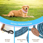 Mile High Life Short Dog Leash with Genuine Leather Connection | Rope Leash, Heavy Duty 360° Swivel Metal Clasp, for Small Medium & Large Dogs (Green, 48 Inch)