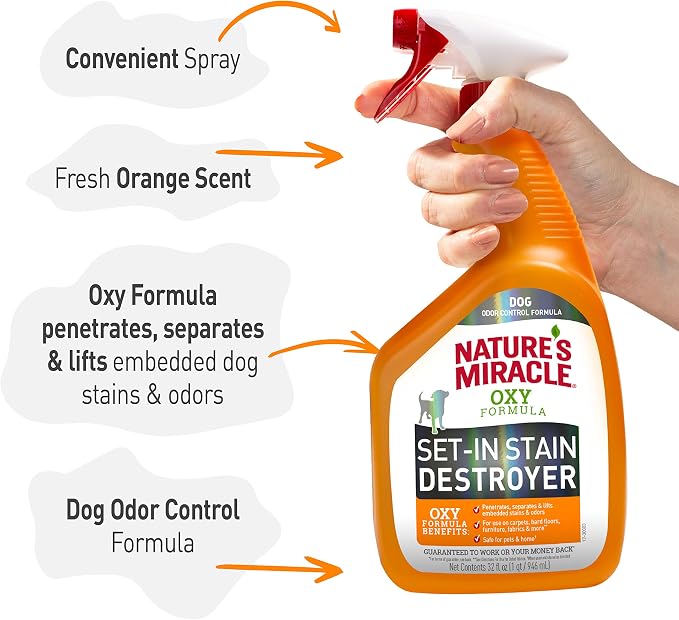 Nature's Miracle Oxy Set-In Stain Destroyer, Dog Odor Control, 32 oz