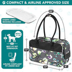 PetAmi Dog Purse Carrier for Small Dogs Cats, TSA Airline Approved Soft-Sided Pet Carrier with Pockets, Ventilated Travel Tote Bag with Bed & Shoulder Strap, Puppy Kitten, Max 12 lbs, Floral Gray