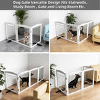 Dog Fence Indoor,Dog Gate Indoor for Doorway pet gate -3-Panel Freestanding, Hallways, House or Stairs -60x24-Inch Retractable Foldable Expandable Wood Pet by SFJC (White) ﻿ ﻿