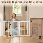 Free Standing Dog Gate Indoor, Foldable Dog Gate for Stairs Doorways | 3-Panel Freestanding Pet Gate with Support Feet for Stability, Folding Puppy Gate Easy to Move, Doggy Gate 54"x24", White