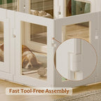 Clear Acrylic Dog Playpen Indoor, Puppy Cat Small Pet Play Pen, Easy Assemble & Disassemble Sturdy Plastic Dog Fence with Heavy Duty Door Lock (24In H, 12Panels), White