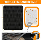 22"x30" Cat Litter Mat, EVA & Fabric Double Layer Design Waterproof Bottom Cat Litter Mat, Anti-slip Litter Box Mat, Easy To Catch Pet Litter, Easier To Clean, Washable, Soft on Paws, Black