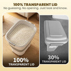 HOYTAMDAR 50Lbs Collapsible Rice Container,Airtight Food Storage container | Rice Storage Container with Clear Lid,Rolling Wheels,Small Bin & Measuring Scoop,Rice Dispenser for Pet Food Rice Flour