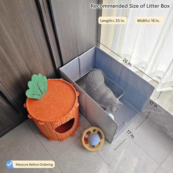Extra Large Cat Litter Box Enclosure with Litter Mat, Open Top High Sided Splash Guard, Waterproof Pee Shield for Cat Litter Boxes