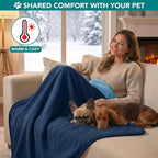PetAmi Waterproof Dog Blanket for Small Medium Dogs Cats, Pee Proof Reversible Cat Blanket for Kitten Puppy, Soft Fleece Washable Pet Throw for Couch Car Crate Liner, 29x40 Navy Blue