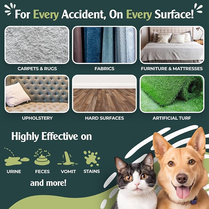 Sprinkle & Sweep: Pet Stain & Odor Enzyme Spray - 32oz - No Scrubbing Concentrated Formula, Dog & Cat Urine & Mess Destroyer, Carpet Spot Cleaning
