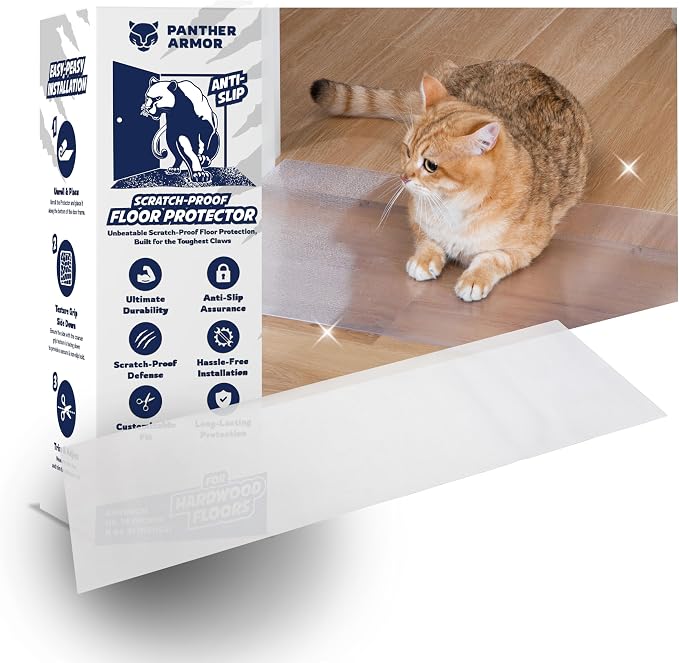 Panther Armor Hardwood Floor Protector for Pets, Runner Mat 16 x 43 in | Stops cats scratching doorways and hardwood floors. Door scratch protector and plastic runner mat