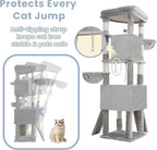 Cat Tree, 73-Inch Sturdy Corner Cat Tower for Large Cat VCT021W | Cat Furniture with Wide Top Perch, 2 Spacious Condos, 2 Cozy Baskets, 2 Scratching Boards & Interactive Toy, Light Gray