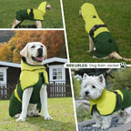 BRKURLEG Dog Raincoat, Waterproof Rain Jacket with Hood, Green, XL | Adjustable Windproof Rainproof Jacket with Leash Hole, Reflective Breathable Rain Coat Poncho, for Small to Large Dogs