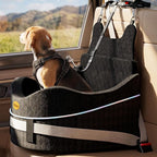 【Master Crafted for Medium Dogs】 PetDance Dog Car Seat with Anti-Tip Design | Cooling Cushion Dog Car Bed for Medium & Small Dogs Up to 50 lbs, 30% Extra Spacious, Anti-Slip Base, Premium Matte Black