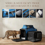 Top and Side Expandable Pet Carrier with Treat & Pet Window,17x11x9.5 Inch Alaska Hawaiian Airline Approved,Soft-Sided Dog Carrier for Small Dogs and Cats,Travel Cat Carrier with Locking Safety Zipper