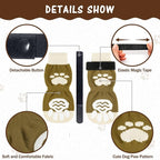 PUPTECK Anti-Slip Dog Socks with Double Sides Grips for Small Medium Large Dogs Hardwood Floors Prevents Licking, Dog Shoes for Hot Pavement Traction Control Paw Protector for Senior Dogs, Brown S