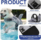 ASENKU Dog Life Jacket - Pet Safety Vest for Swimming & Boating, Shark Life Jacket with Floatation, Dog Lifesavers Swimsuits for Small Medium Large Dogs (Grey, XL)
