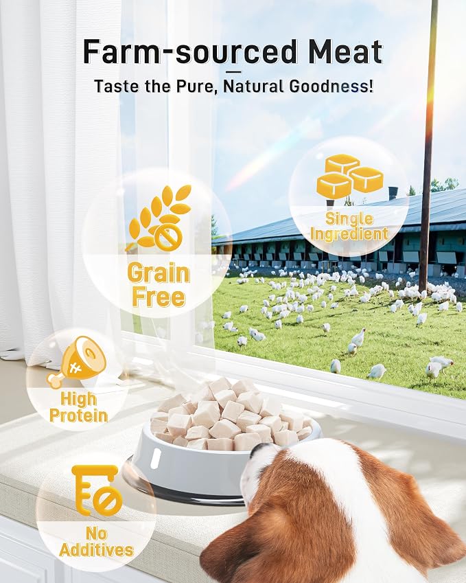 Freeze Dried Chicken Cats & Dogs Treats, 17.63 oz(1.1LB) | High Protein Single Ingredient - No Additives | Grain Free | Training & Nutrition Supplements, Sealed Box